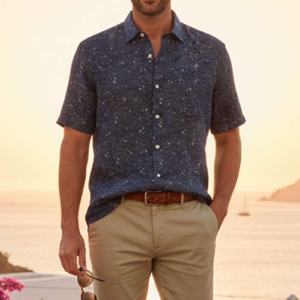 UNTUCKit Navy Short-Sleeve Button-Down Shirt